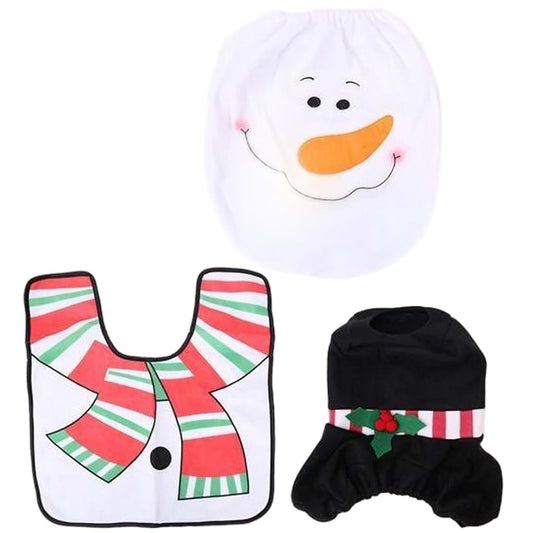 Nidone Christmas Snowman Toilet Seat Cover And Bathroom Set