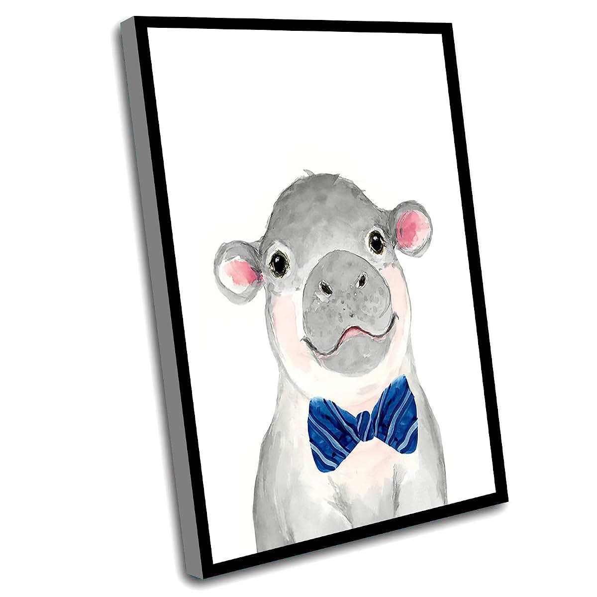 Windrain Baby Hippo Framed Wall Art, 16x24 Inch