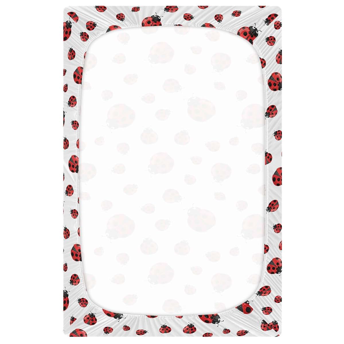 Pfrewn Fitted Crib Sheet, Red Ladybug Stretch Soft Baby Sheet, 52x28IN