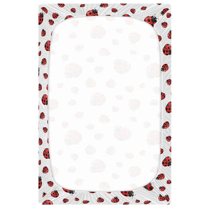 Pfrewn Fitted Crib Sheet, Red Ladybug Stretch Soft Baby Sheet, 52x28IN