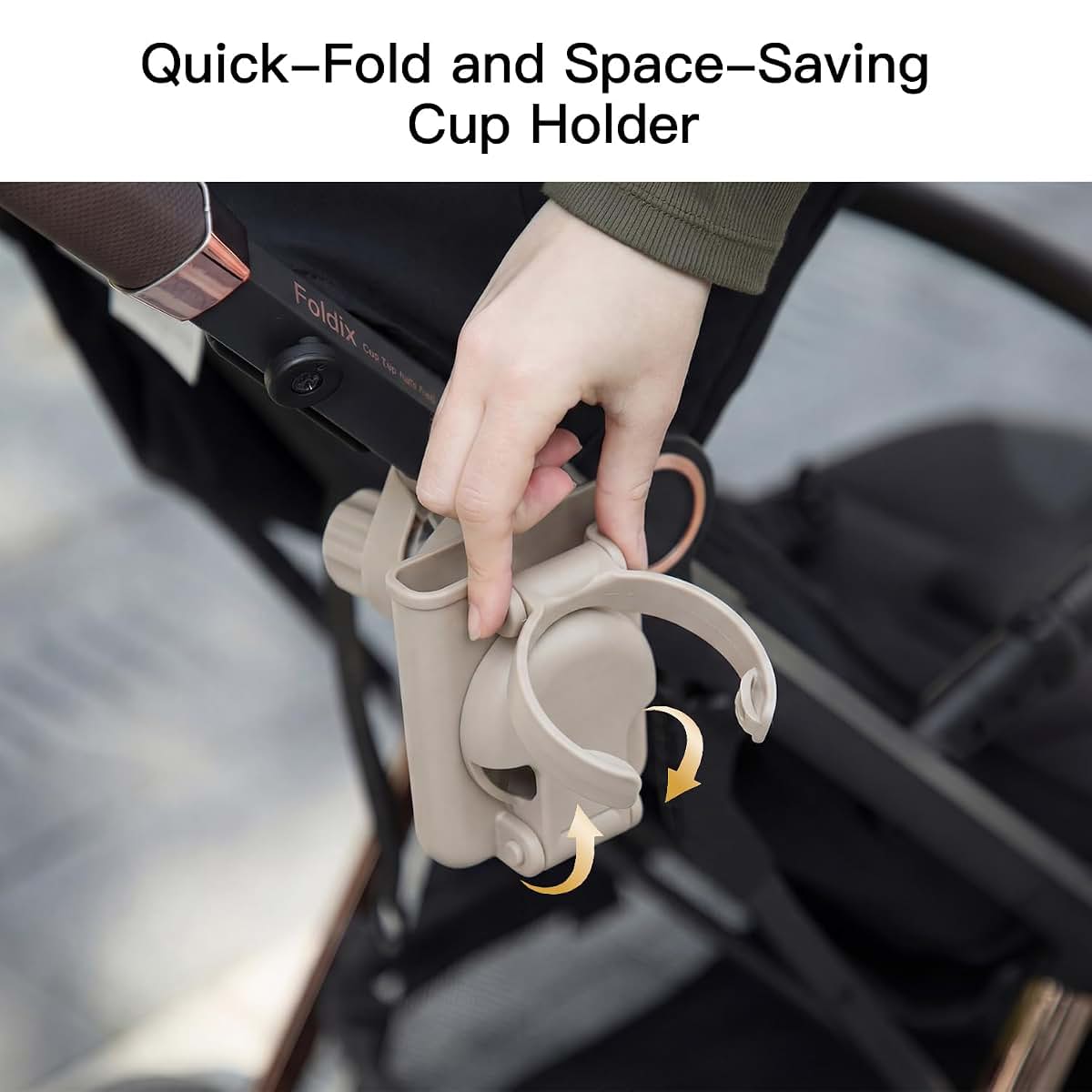 Foldable 2-in-1 Stroller Cup and Phone Holder with Adjustable Clamp