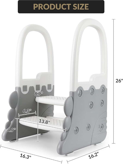 Sunvasagoo Step Stool for Toddlers, with Handles and 2 Step Stools, Anti-Slip Stool for Kitchen Counter, Ideal Plastic (photo 2)
