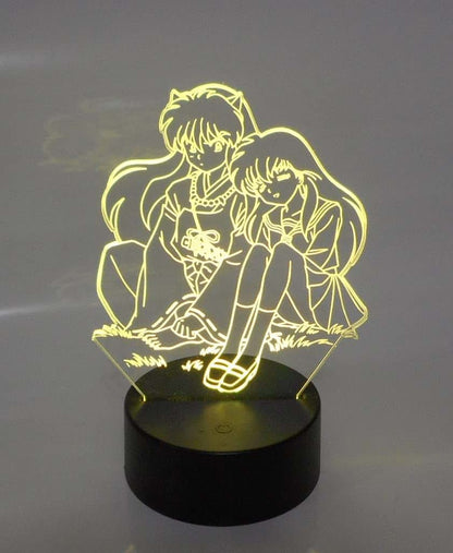 WS Designs Kagome Sitting with Boyfriend 6.5" Tall Laser Engraved 3D LED Desk Lamp with Remote
