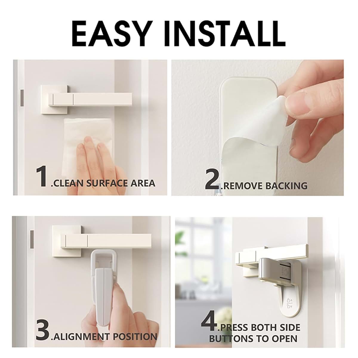 iLulala-USA 2-Pack Child Proof Door Lock, Adhesive Install