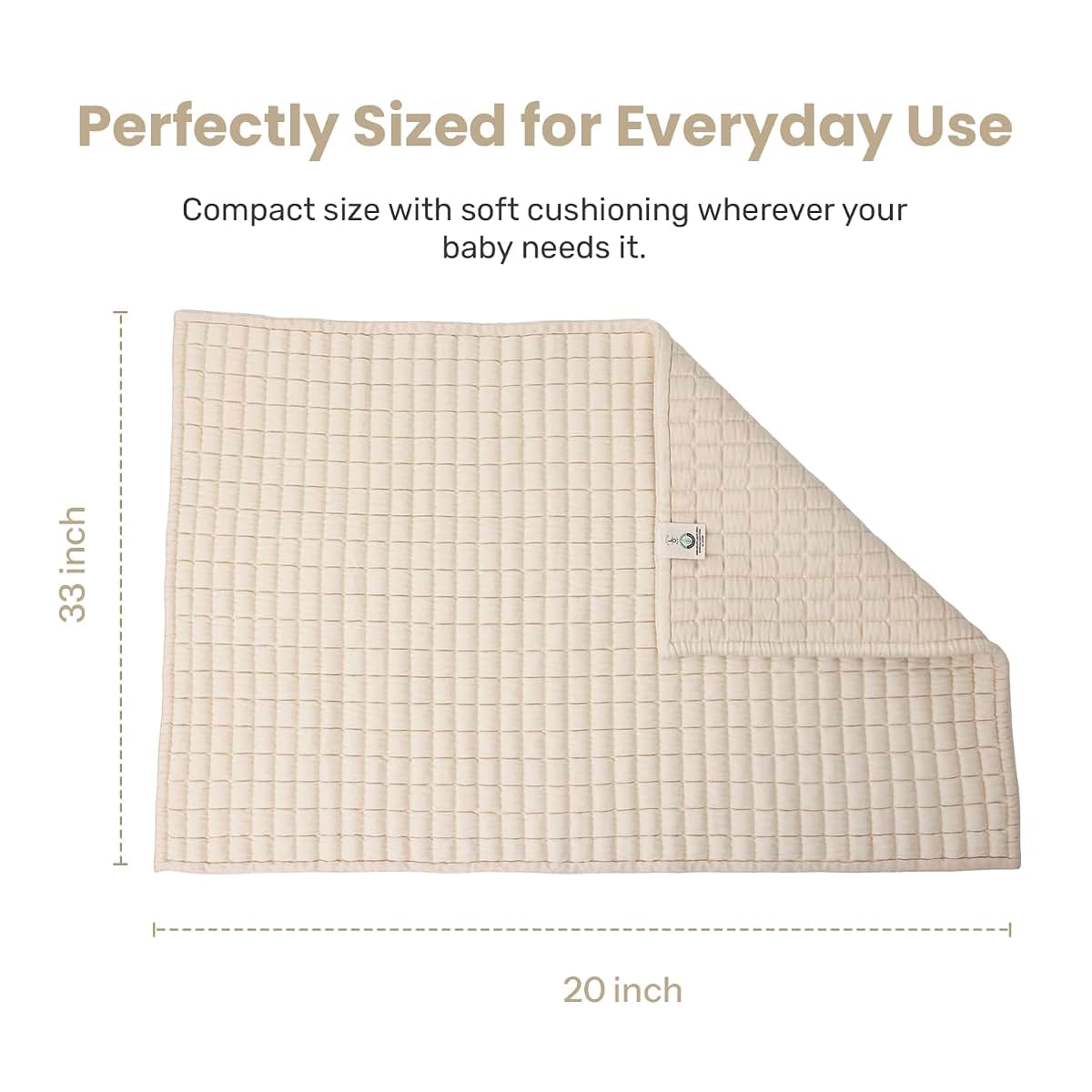Little Dedi Organic Cotton Changing Mat 20x33 In, Plain Earth Ivory (photo 3)