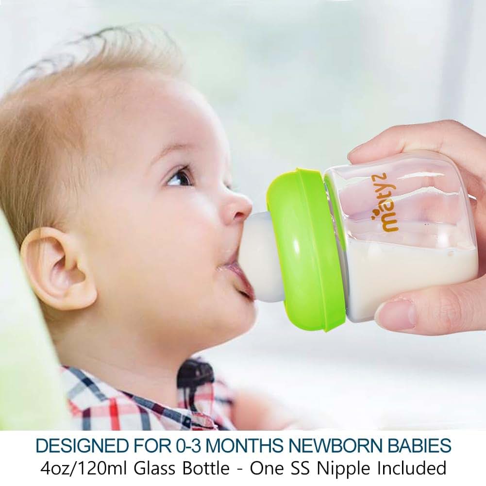 Matyz Glass Baby Breastfeeding Bottle with Cap