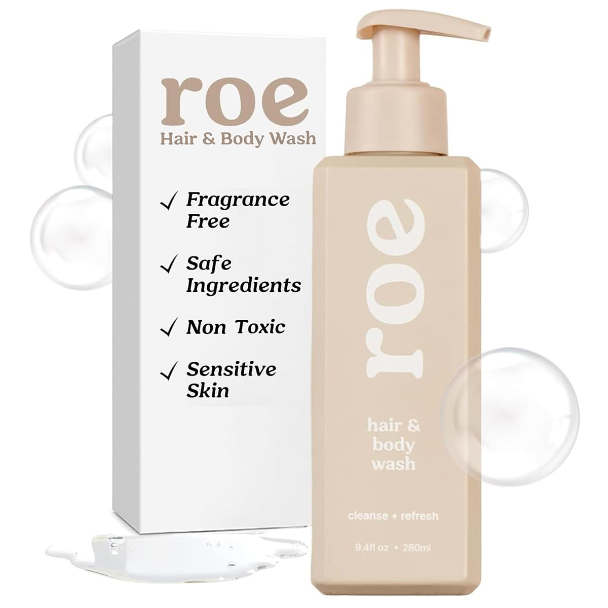 Roe Wellness Baby Body Wash & Shampoo with Natural Vanilla Scent