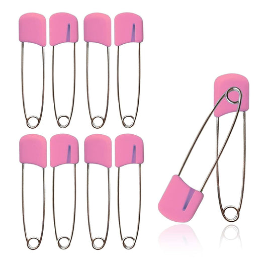 Lxnoap 10 pcs Cloth Diaper Pins Stainless Steel Traditional Safety Pin (Pink)