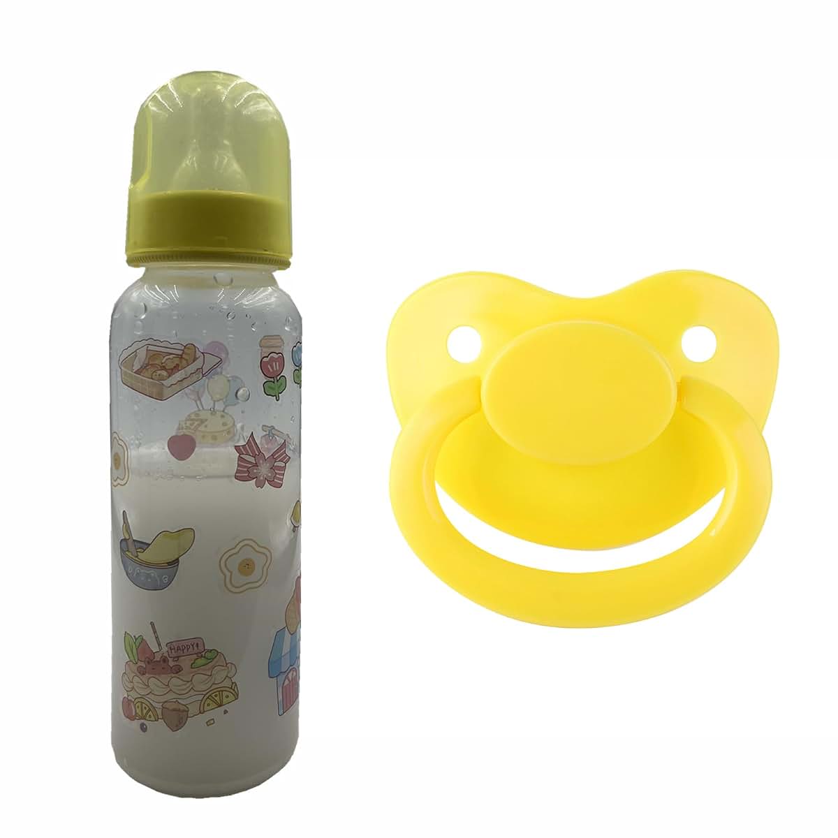 Sunowe Adult Pacifier and Bottle Set in Yellow