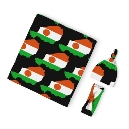 EWRFSG Flag of Niger Map Newborn Baby Swaddle Blankets Beanie Hat Headband Sets,Swaddle Sack (photo 2)