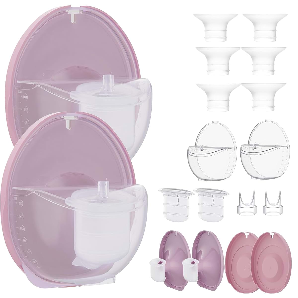 Two Complete Sets Compatible with Momcozy M6 Breast Pump Replacement Parts 24mm Milk Collection Cups with 17 19 21mm Inserts