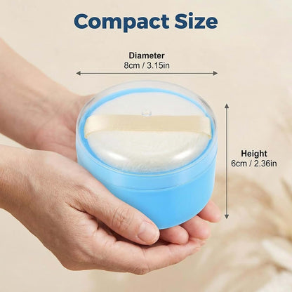 Blue Plastic Talcum Powder Container with Sifter and Puff