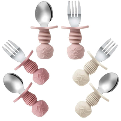 PandaEar 6 Pack Stainless Steel Toddler Spoons and Fork Feeding Set