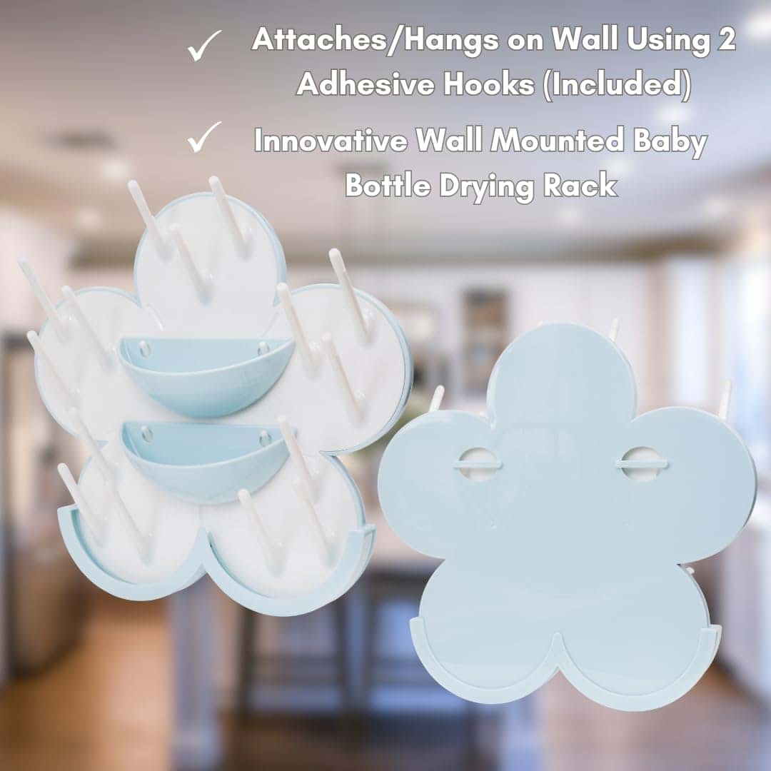 The Bottle Blossom- Wall Mounted Baby Bottle Drying Rack for Bottles, Cups, Sippy Cups, Vertical Wall Hanging, Space (photo 3)