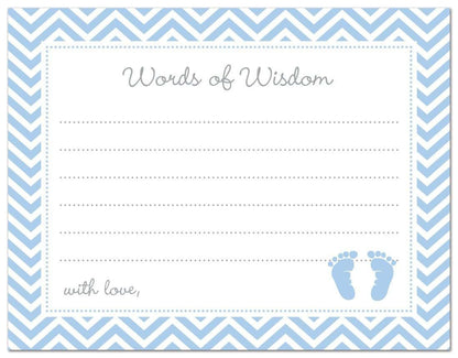 Blue Baby Feet Footprint Advice Cards for Guests