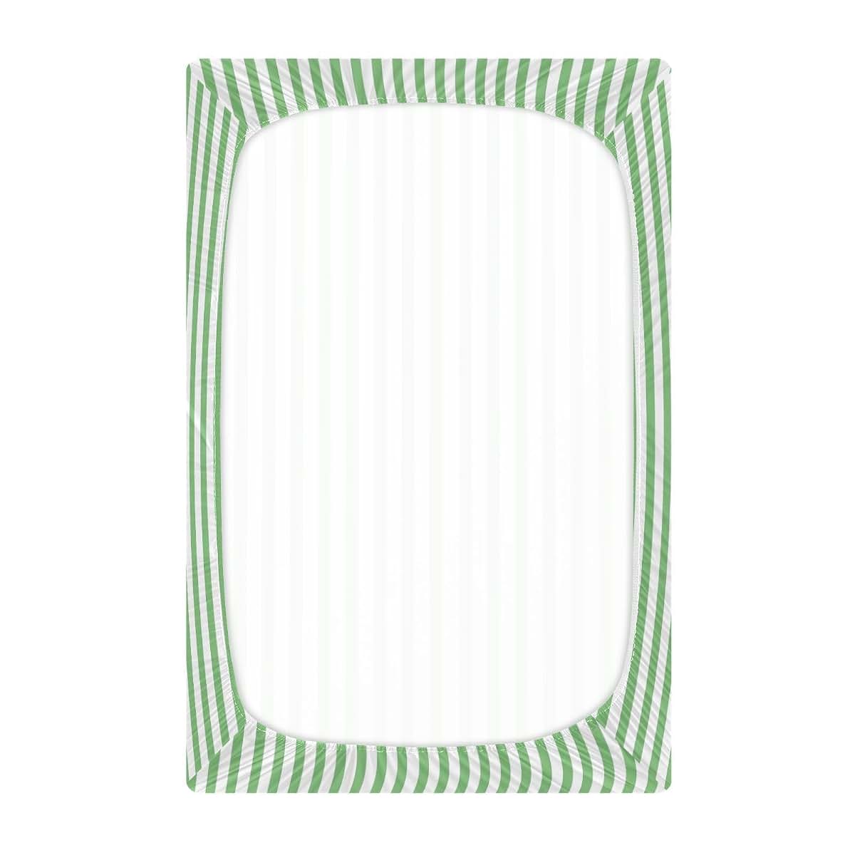 BabyOneStop Light Green White Stripes Crib Sheet for Boys Girls Soft Breathable Mini Crib 52 x 28