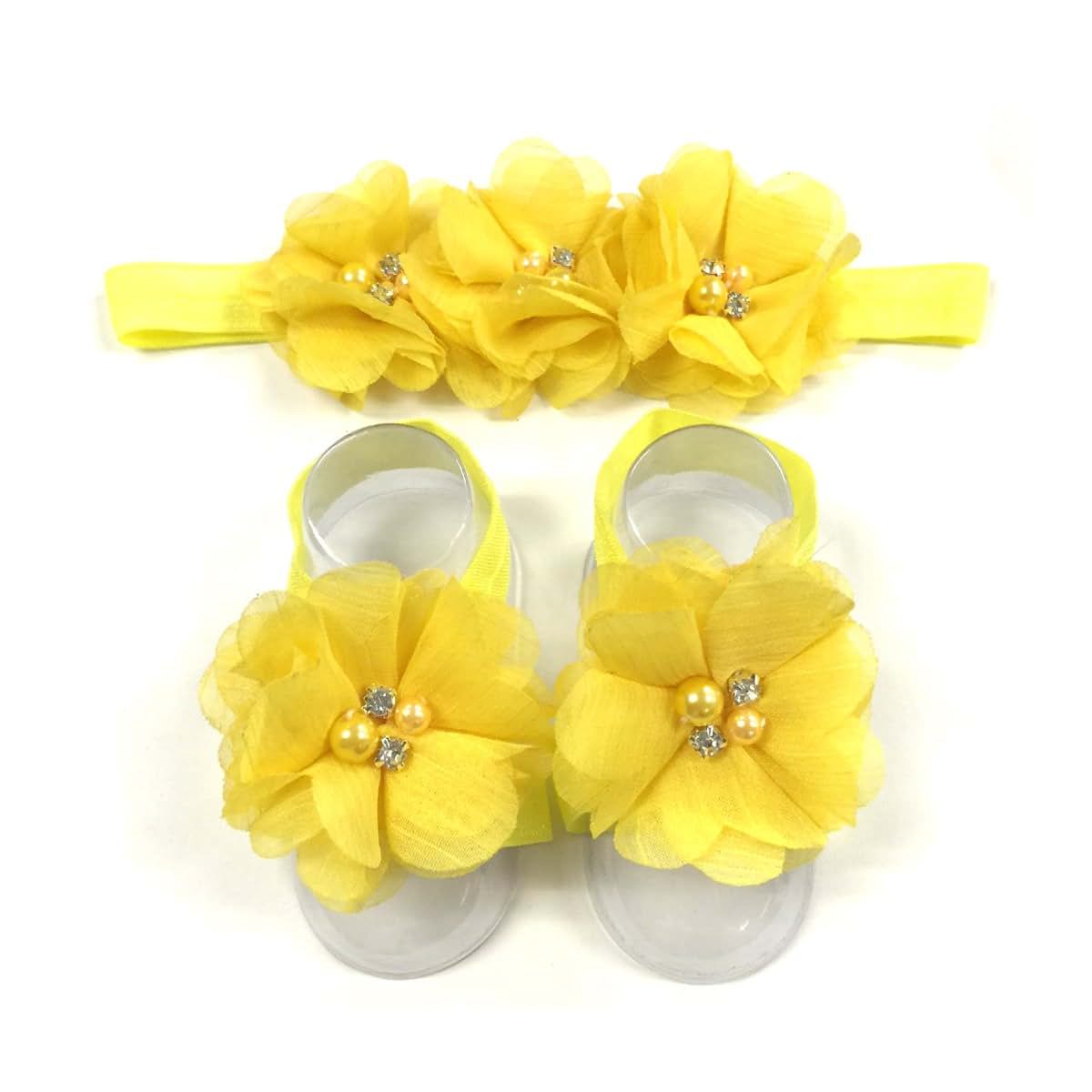 Wrapables Shabby Chic Flower Headband + Barefoot Sandals (Set of 4), Spring (photo 3)