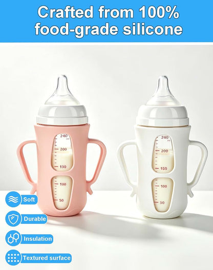 Honeykin Silicone Sleeves for Pigeon Glass Bottles – 2 Pack Baby Bottle Sleeve with Easy-Grip Handles, Shock-Absorbing (photo 3)