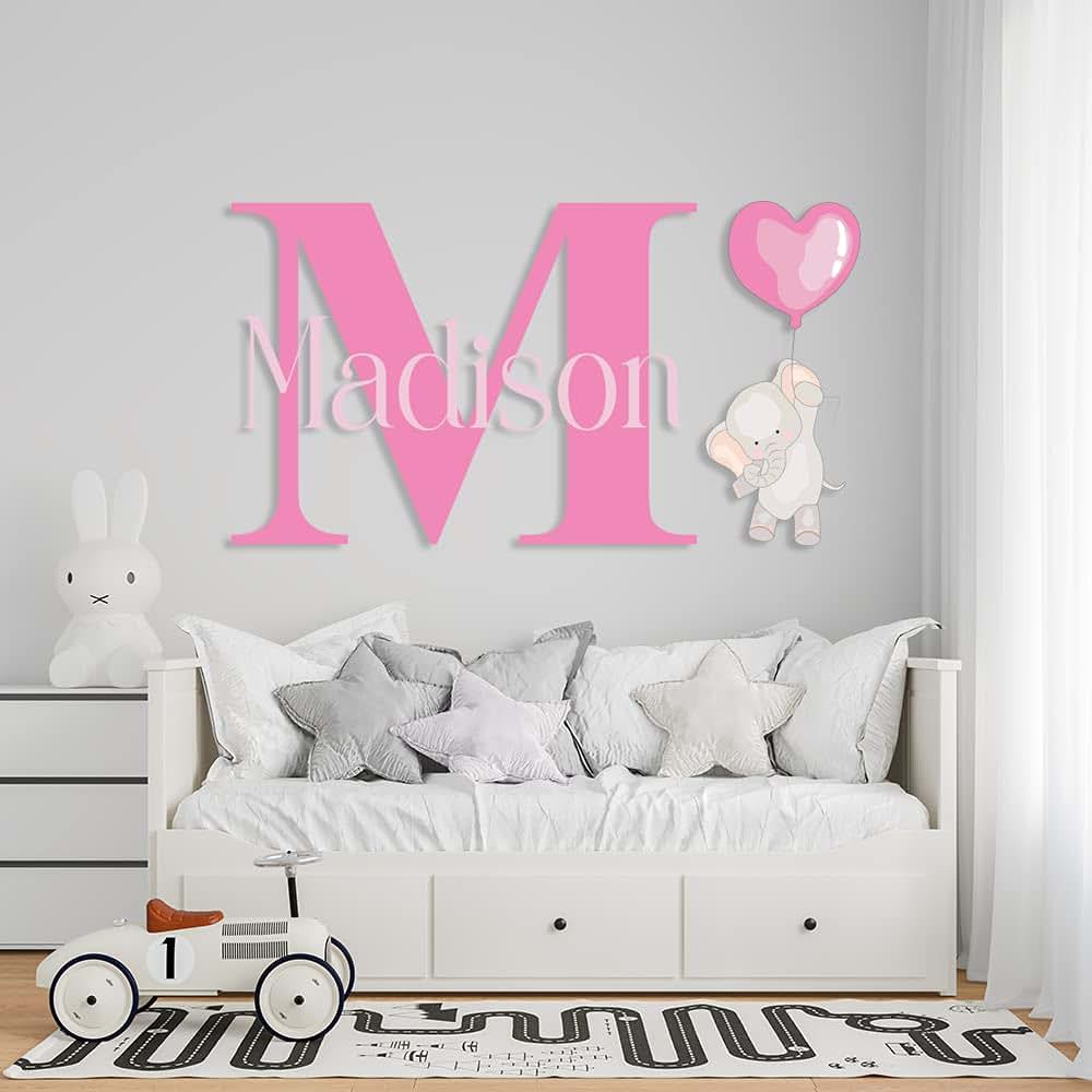 Wall Decal Cute Elephant Wall Stickers Prime Series Custom Name And Initial
