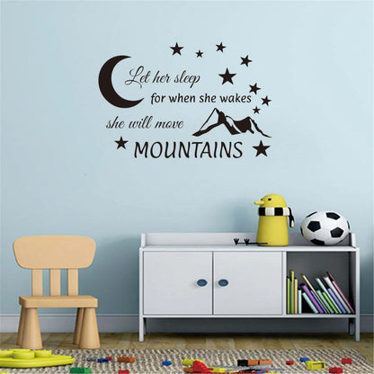 Let Her Sleep She Will Move Mountains Wall Decal Black 24x16