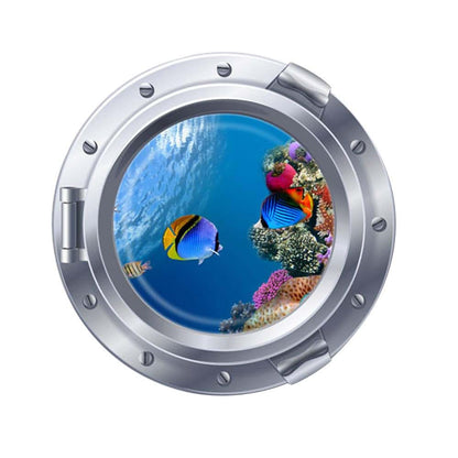 Woodland Arts 3D Undersea Tropical Fish Porthole Wall Decal