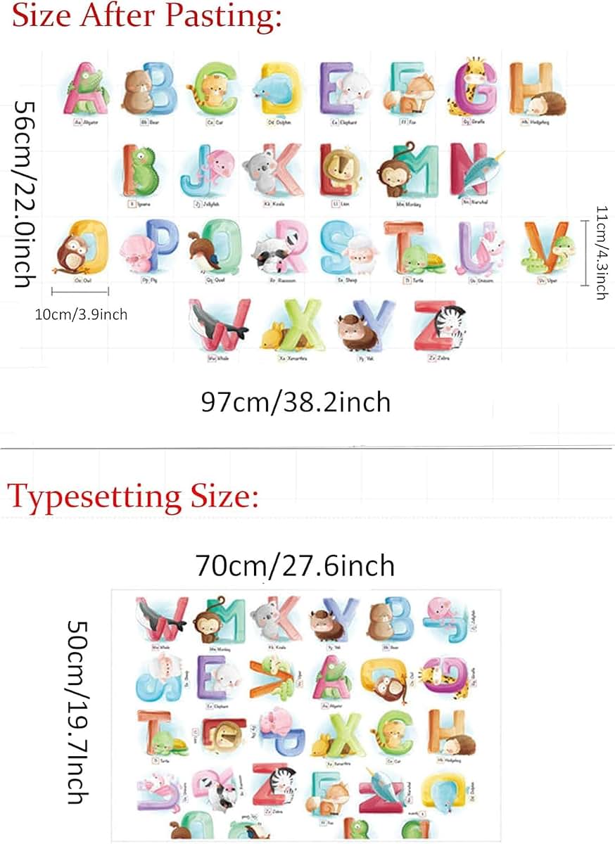 BabyOneStop Alphabet Wall Sticker With Animal Decals For Nursery