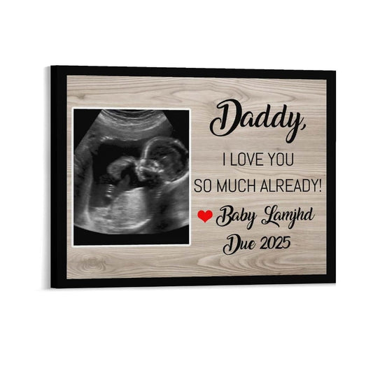 Amabery Personalized Can't Wait To Meet You Baby Ultrasound Picture Frame for First Fathers Day Canvas Poster Wall Art