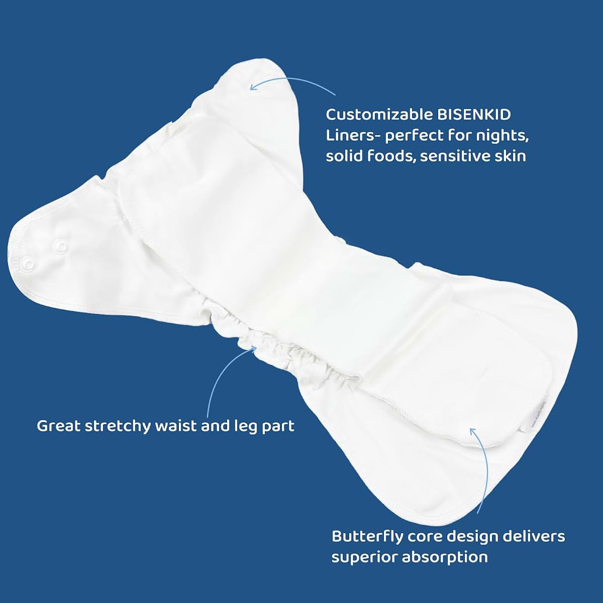 BISENKID Organic Cotton Cloth Diaper Inner - Super Absorbent and Comfy, Used with Waterproof Cloth Diaper Cover Which (photo 3)