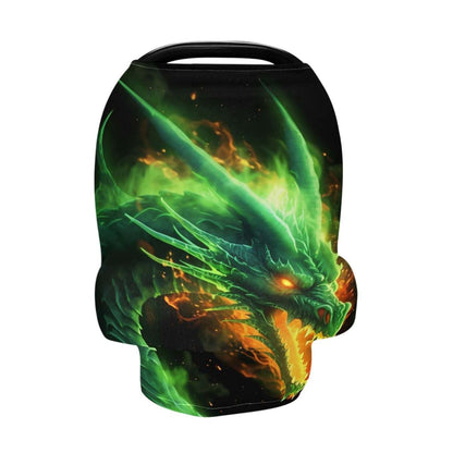 Yettasbin Green Fire Dragon Baby Car Seat Cover And Stretchy Nursing Canopy