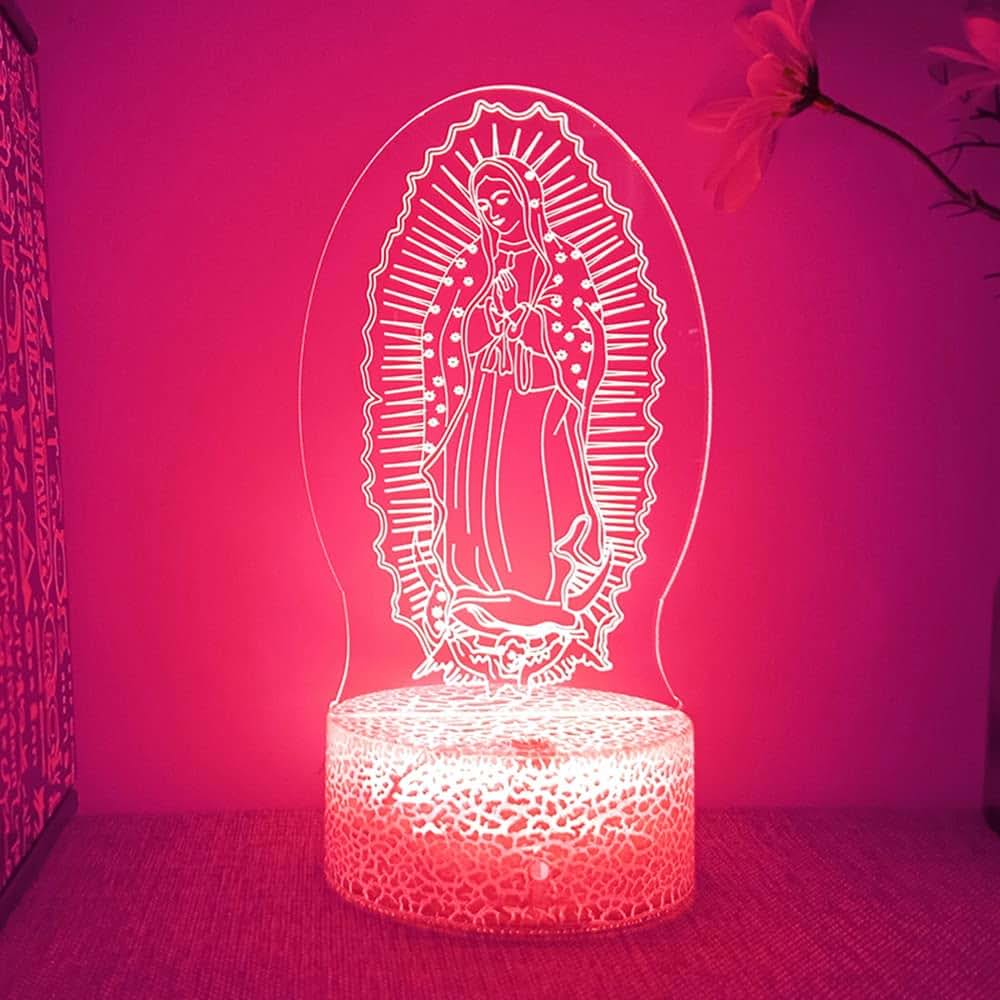 Jinnwell 3D Virgin Mary Night Light Lamp Illusion Color Changing Table Desk Decoration (photo 3)