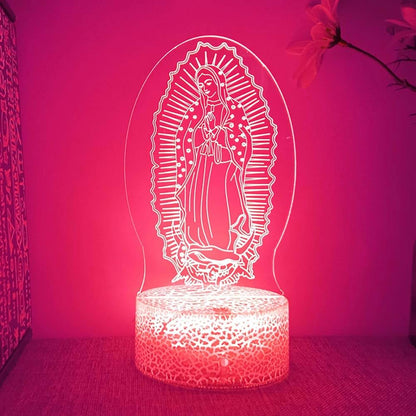 Jinnwell 3D Virgin Mary Night Light Lamp Illusion Color Changing Table Desk Decoration (photo 3)