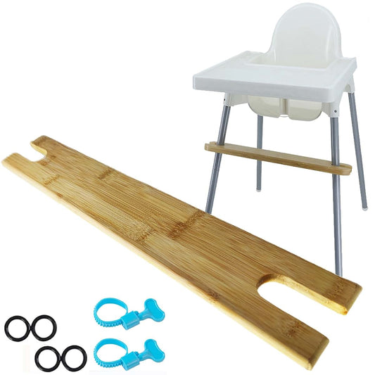 HANH High Chair Footrest, Non-Slip Natural Bamboo Wooden Footrest Compatible with IKEA Antilop High Chairs, Adjustable