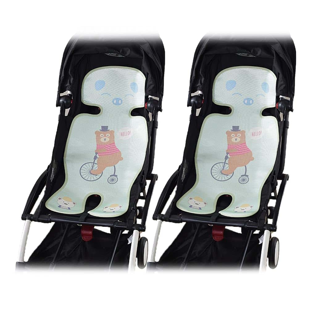 Magik Baby Stroller Liner Seat Pad 2 Pack - Green Bear