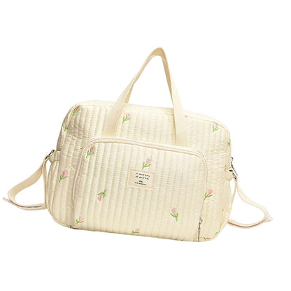 Psdndeww Stylish Large Capacity Crossbody Bag Multi Pocket Embroidered Diaper Handbag with Shoulder Strap for Travel (photo 4)