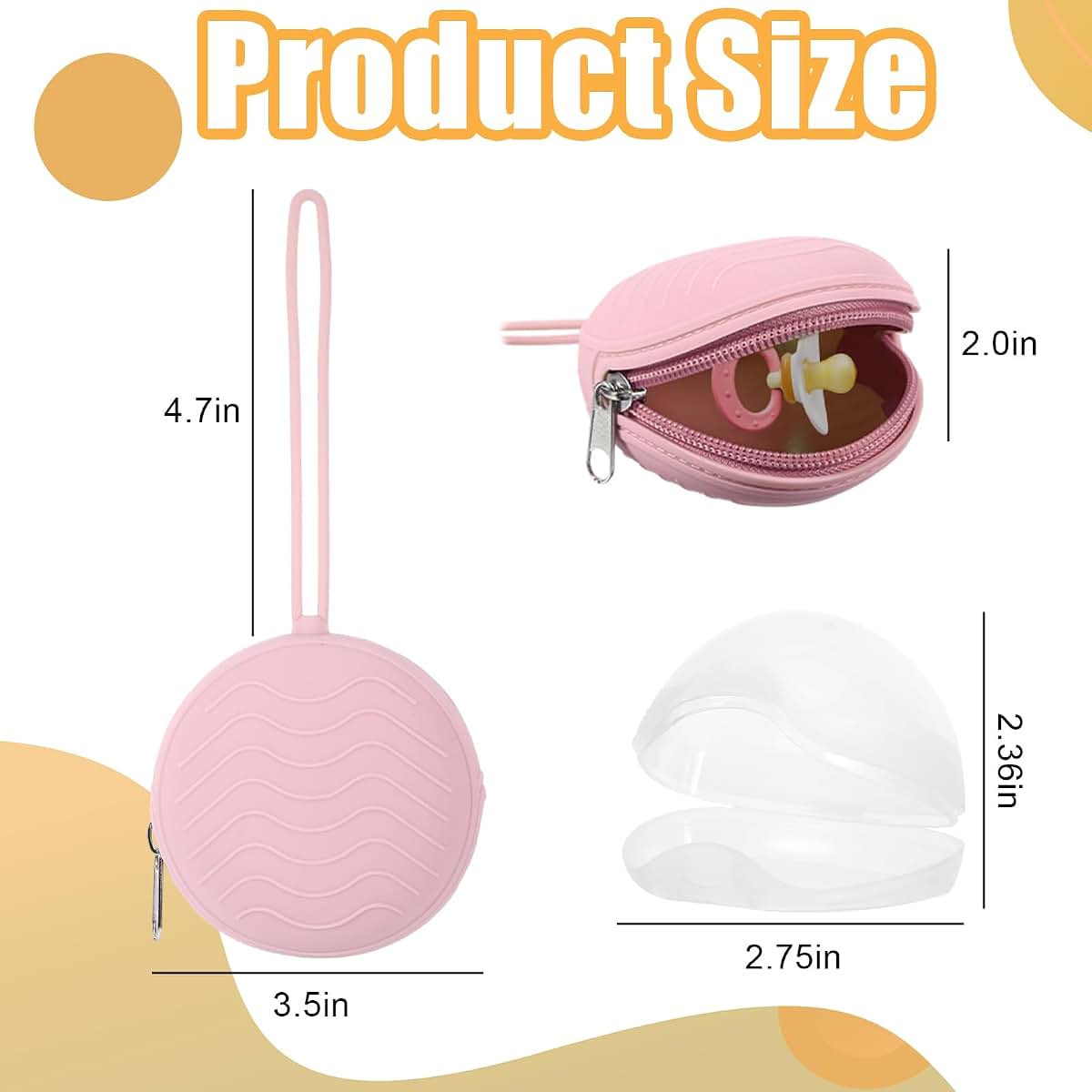 Jeqqinuz 2 Pack Silicone Pacifier Holder Case, Portable Travel Storage Pouch (photo 2)