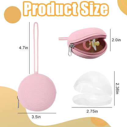 Jeqqinuz 2 Pack Silicone Pacifier Holder Case, Portable Travel Storage Pouch (photo 2)
