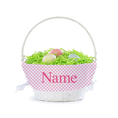 Personalized Planet Personalized Easter Egg Basket with Handle and Custom Name | Pink Gingham Easter Basket Liners (photo 3)