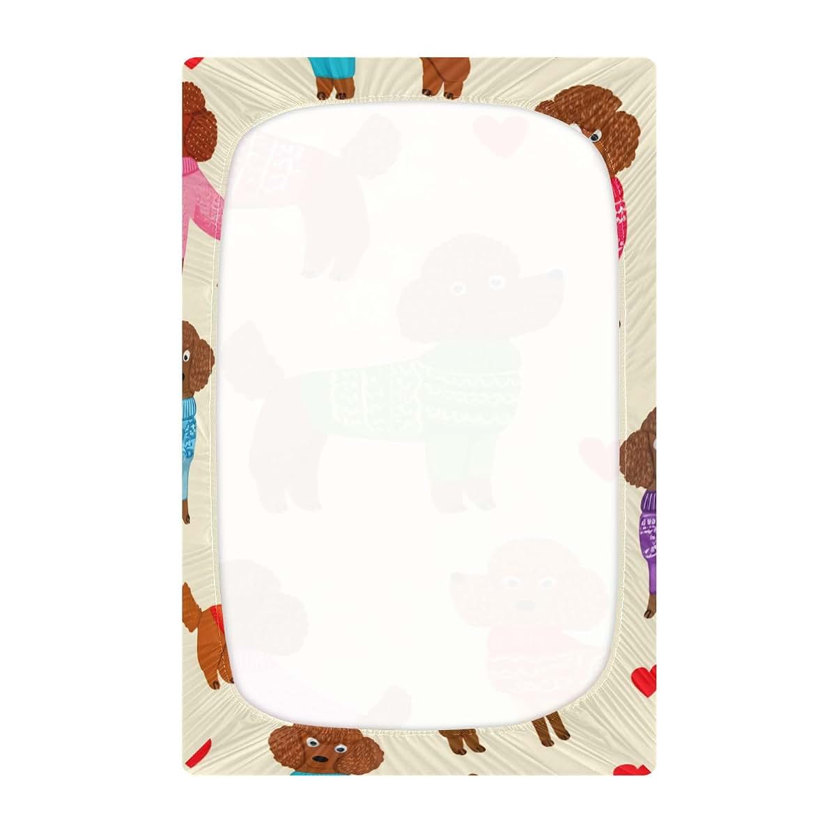 Cute Brown Dog Crib Sheets for Toddler Mattress | Soft Breathable Cotton Playard & Crib Sheets