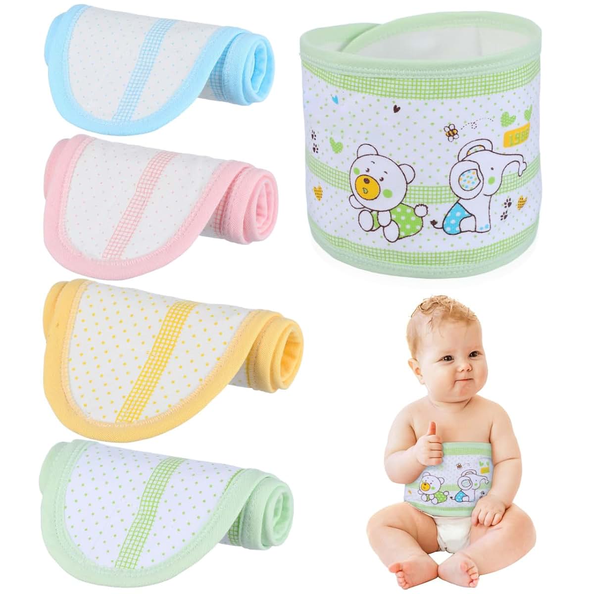 Exceart 4-Pcs Cotton Belly Wrap for Newborn Infants | Abdominal Binder