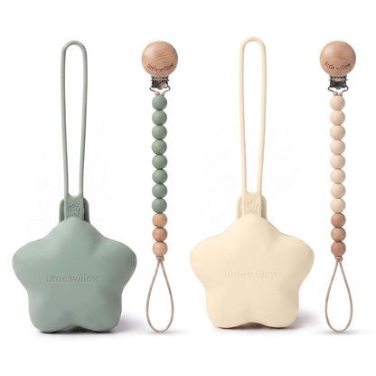 Little Willow Baby Pacifier Clip & Holder Set, 4-Piece