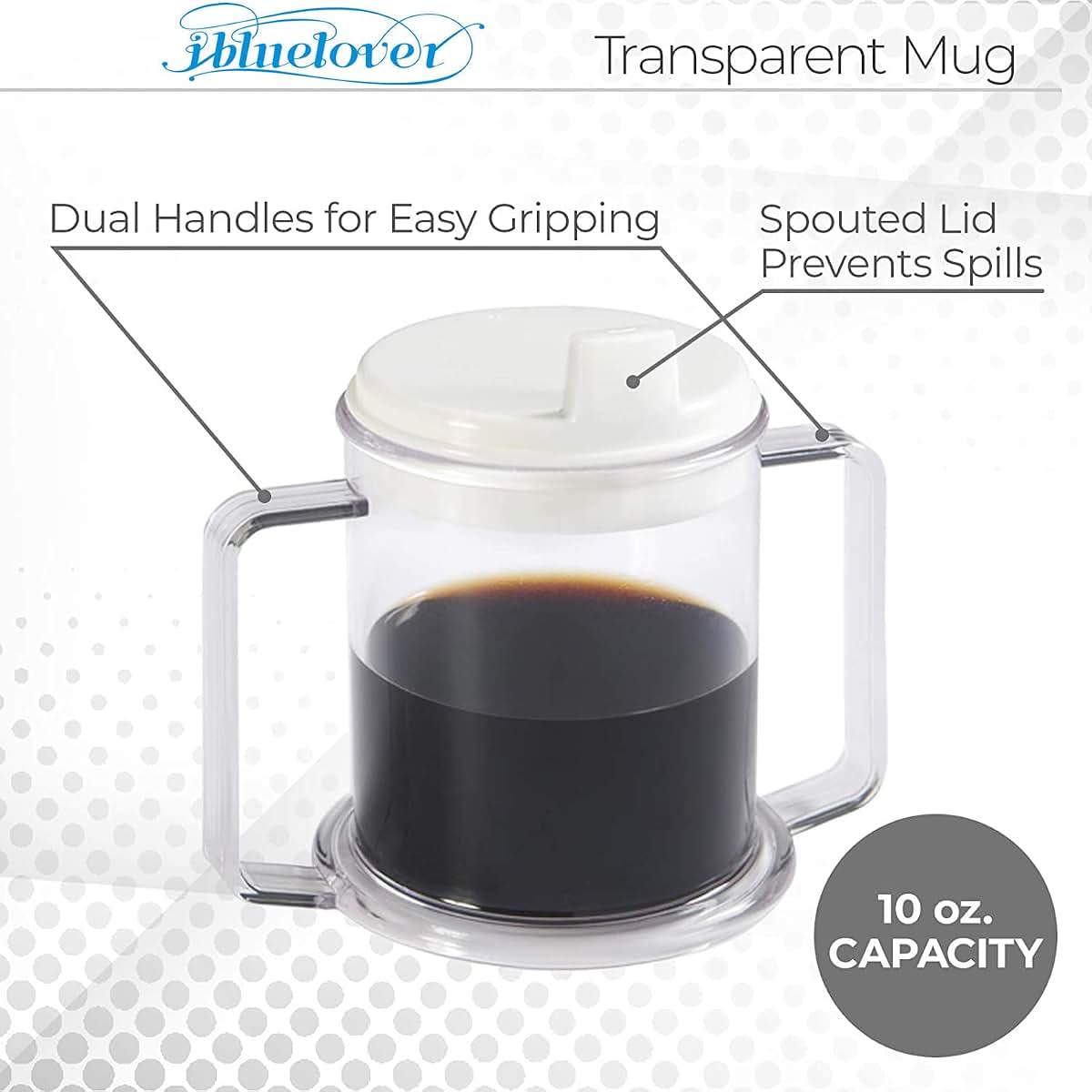 Ibluelover 2 Handle Plastic Mug Clear Spouted Cup Adult Sippy Cup Lightweight Drinking Cup Spill-Resistant Water Cup (photo 3)
