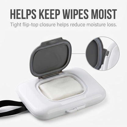 BabyOneStop Grey Wipes Case Travel Wipe Holder with Silicone Seal