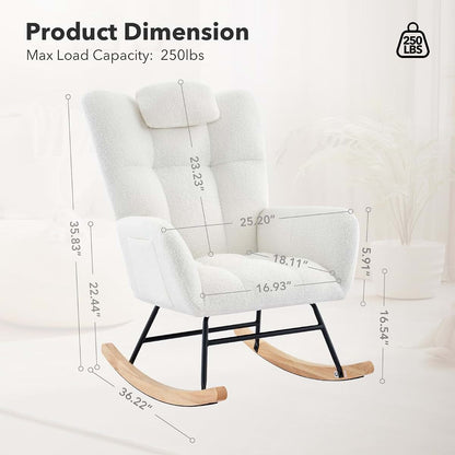 IDEALHOUSE Upholstered Glider Rocking Chair, High Backrest (photo 2)