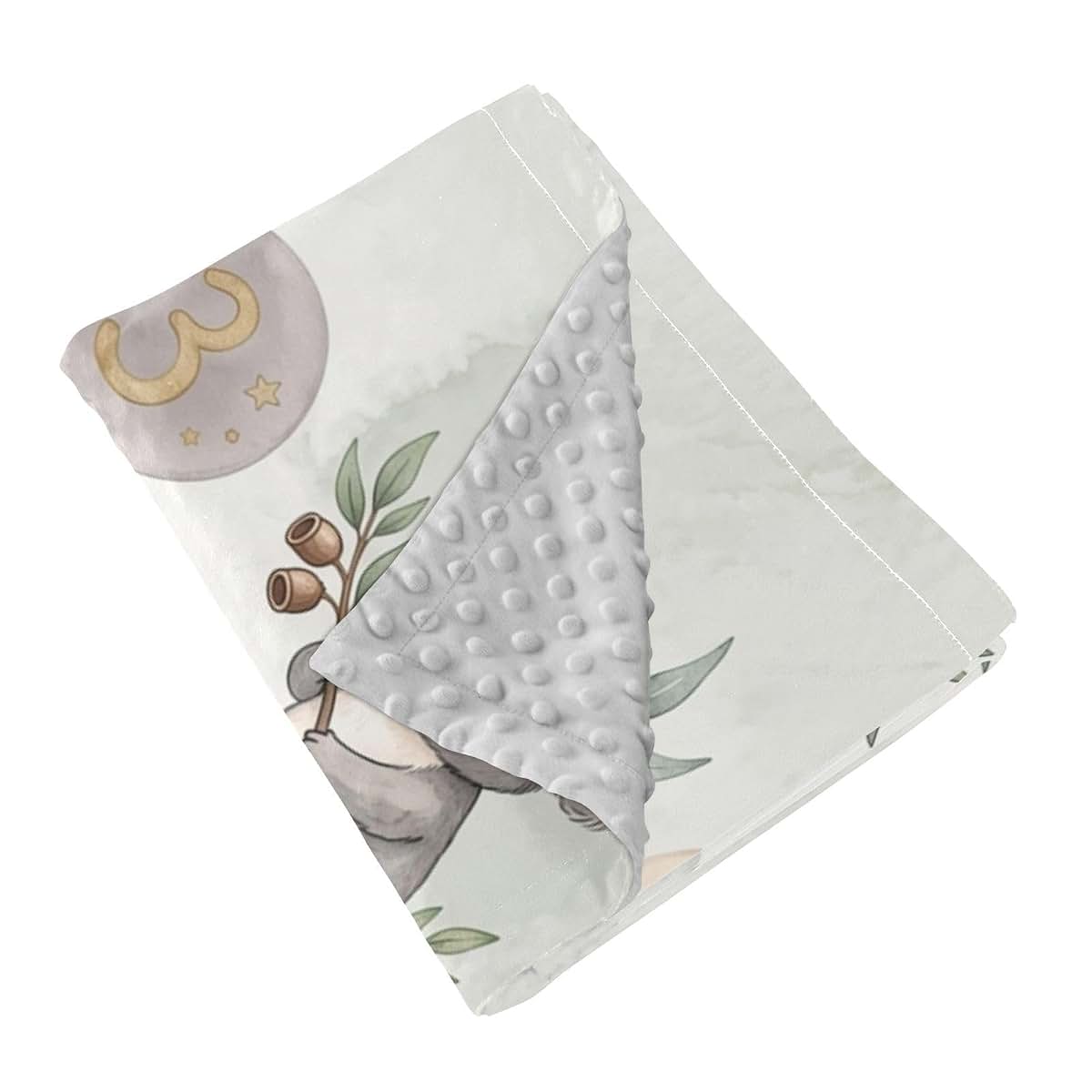WEIKASSO Personalized Koala Milestone Baby Name Double Layer Swaddle Blanket (photo 2)