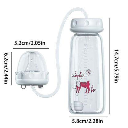 240ml Silicone Kids Bottle With Leakproof Nipple Straw And Adjustable Stand