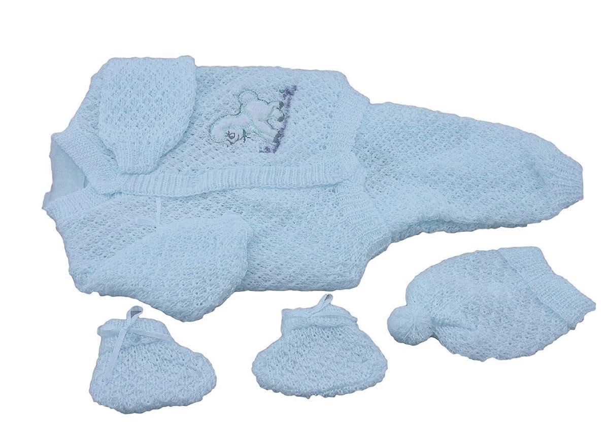 Party Favors Plus Blue Crochet Baby Outfit Set with Puppy Design, Booties and Hat, Newborn Size (photo 3)