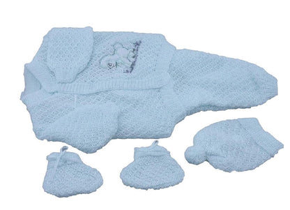 Party Favors Plus Blue Crochet Baby Outfit Set with Puppy Design, Booties and Hat, Newborn Size (photo 3)
