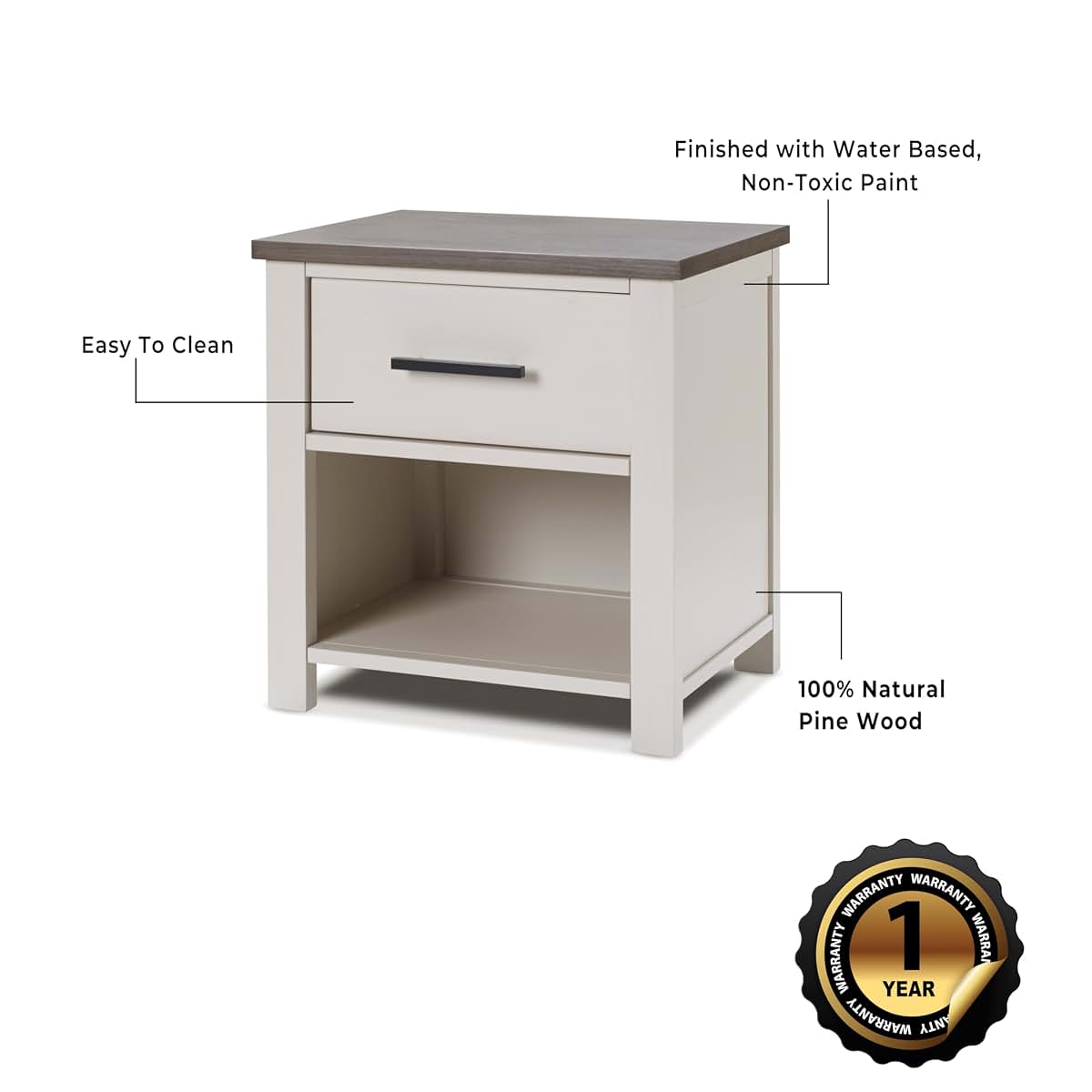 Sorelle Furniture Westley Baby Nightstand – Nightstand for Nursery, Kids Bedroom, Baby with Shelves, Storage for (photo 4)
