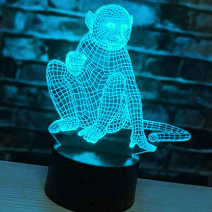 Jinnwell 3D Monkey Night Light Lamp Illusion Led 7 Color Changing Touch Switch
