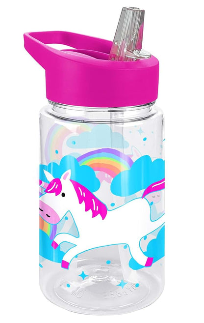 Logovision Kids Tritan Plastic Water Bottle with Straw Lid and Handle